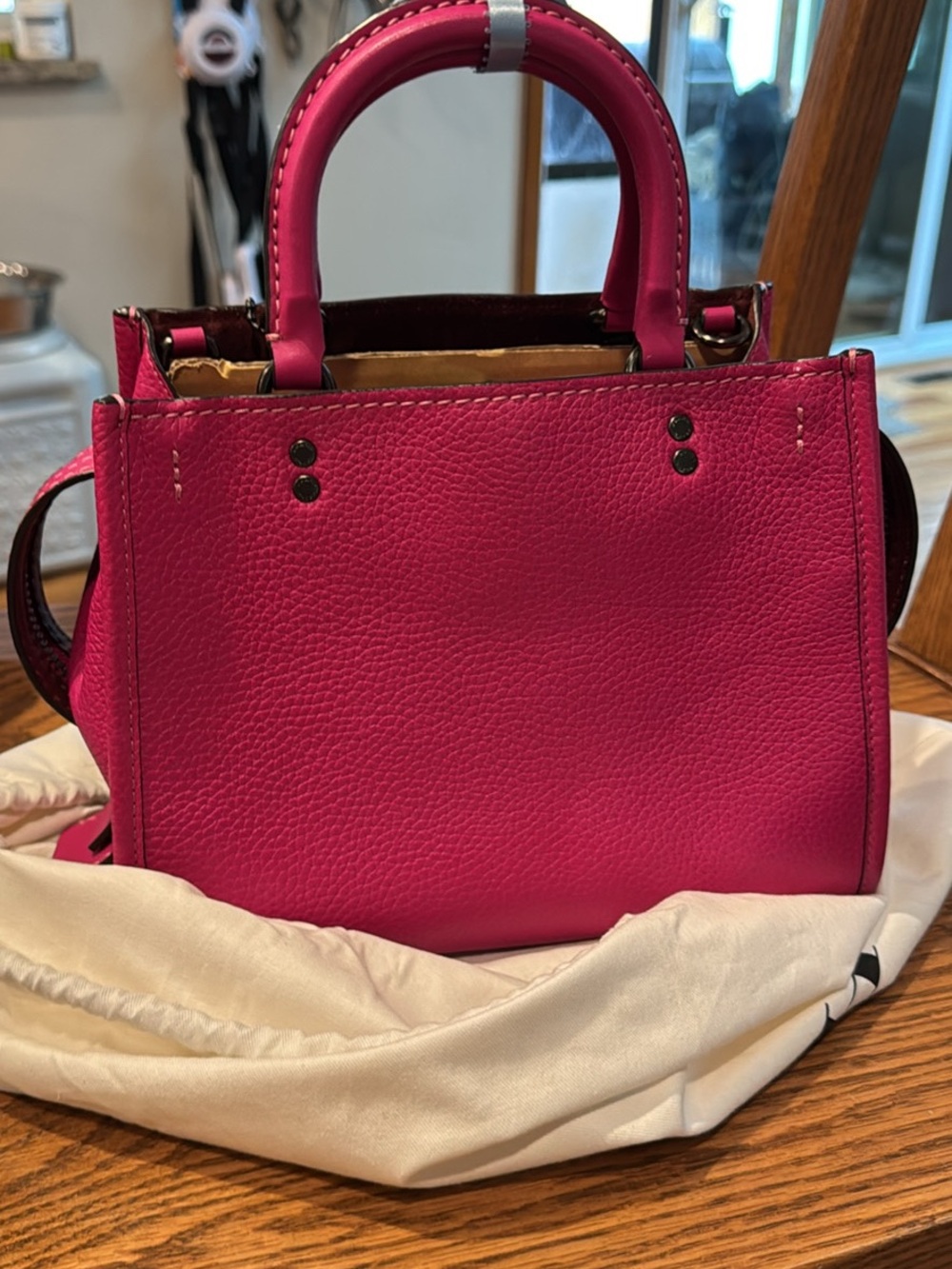Coach Rogue 25 Fuschia and Gunmetal hardware EUC Glove Tanned Leather
